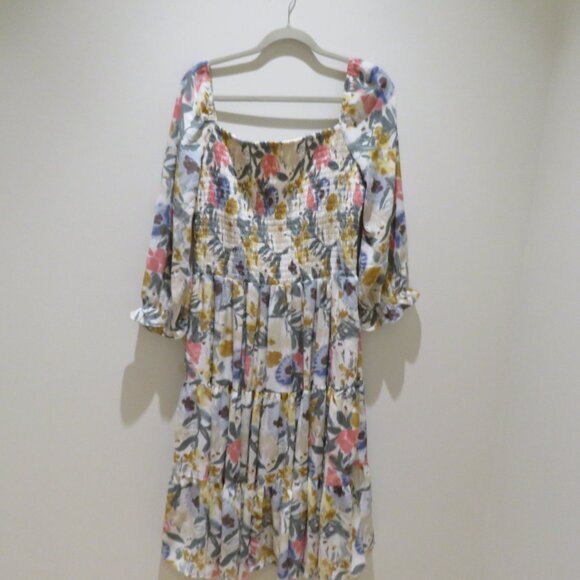 BALTIC BORN Marta Smocked Midi Dress in Multi Floral Cottage Boho Trad Wife XL - Picture 11 of 14